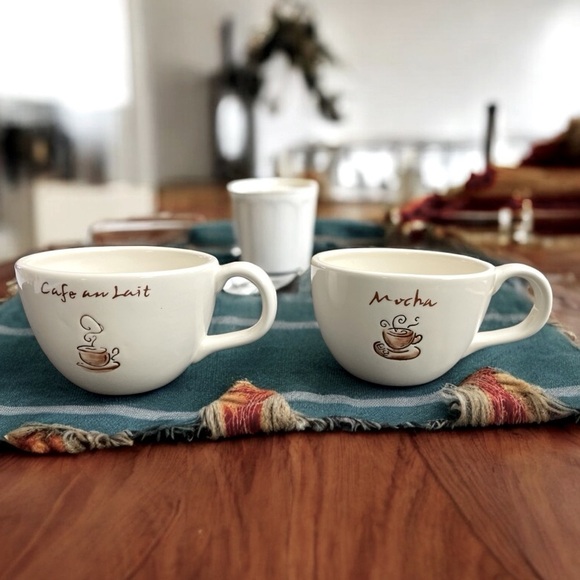 POTTERY BARN Outlet Mocha and Cafe un Lait Cups - Picture 1 of 9